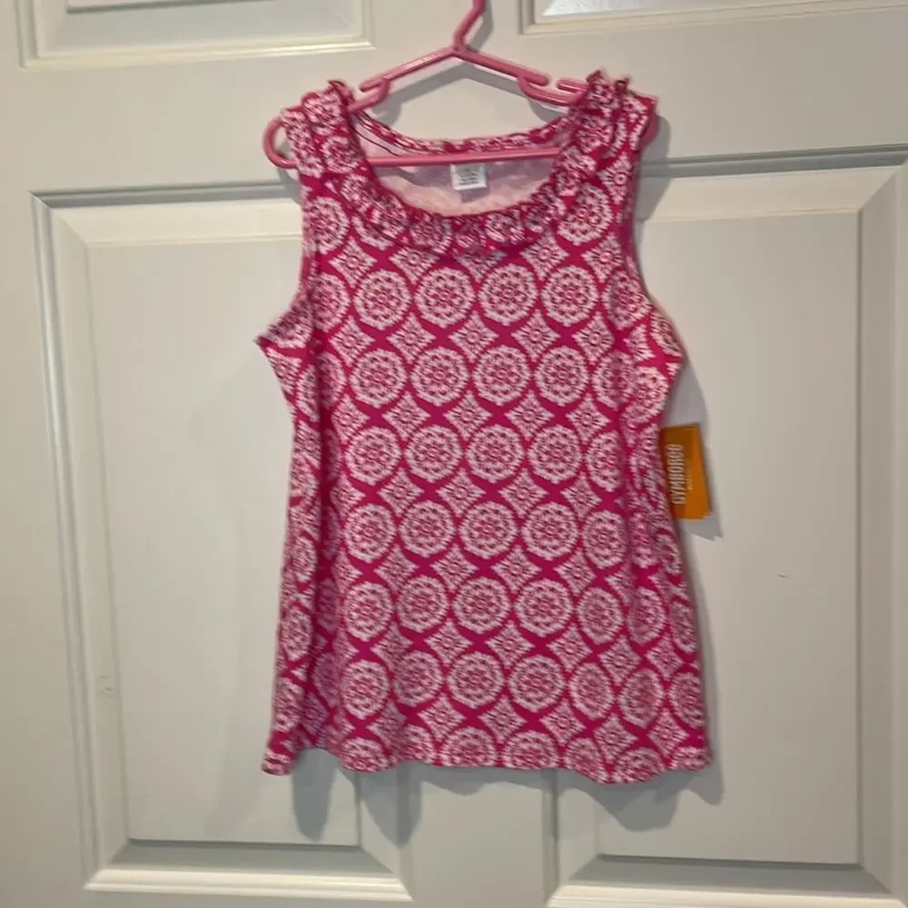 Gymboree girls Pink size 12 Tank top ruffle neckline New With Tags